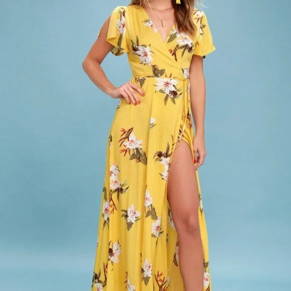 Lulus | Dresses | Lulus Heart Of Marigold Yellow Tropical Print Wrap Maxi Dress Medium | Poshmark Lulus | Dresses | Lulus Heart Of Marigold Yellow Tropical Print Wrap Maxi Dress Medium | Poshmark